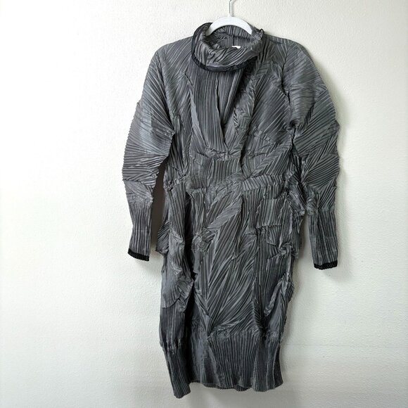 Ray Harris London Crinkle Twist Dress Size OS One Size Artsy Mock Neck - Picture 2 of 11